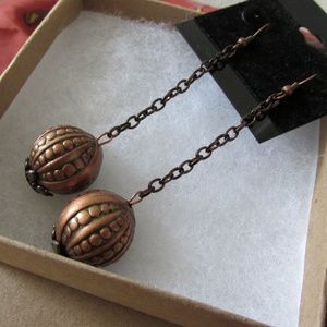 Dangling Copper Artisan Sphere Earrings